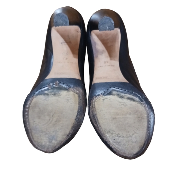 Marc Jacobs Peep Toe Black Leather Ribbon Bow Heels size 9 - Picture 9 of 11